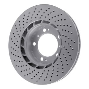Porsche 911 Brake Rotor (1) - Right Front - R1 Concepts - Hi-Carbon Alloy GeoMET Coated Drilled Rotor - `98-`12